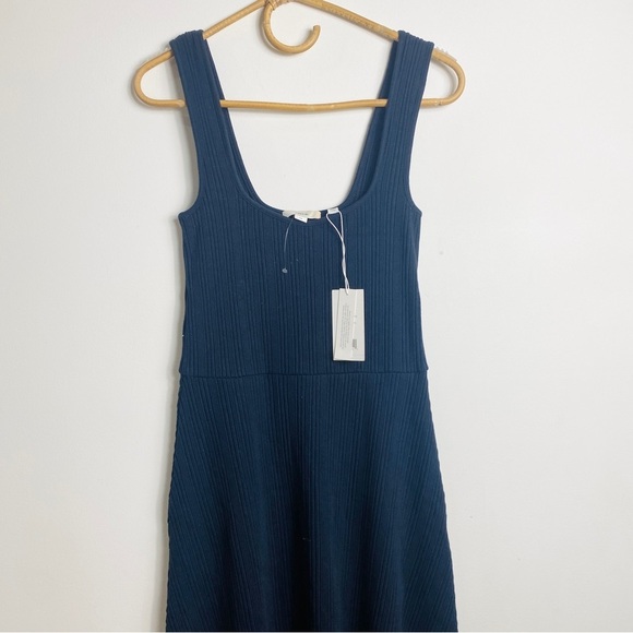 Vince Rib Scoop Neck Camisole Dress in Navy Blue - Picture 4 of 10